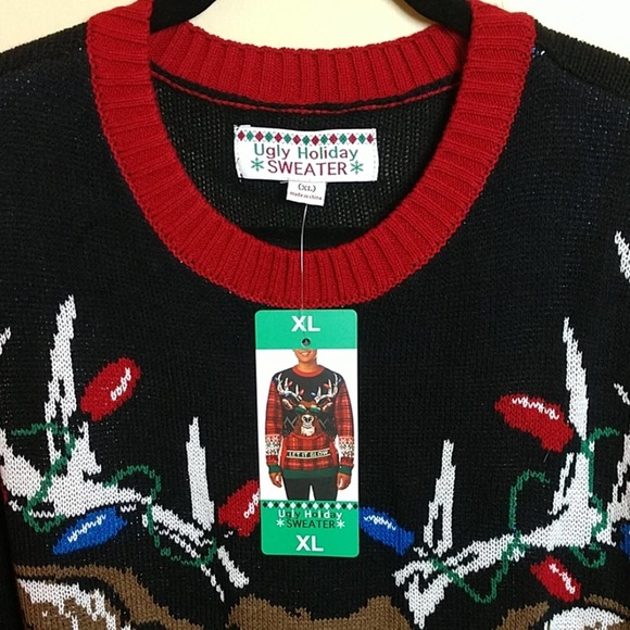 NWT Men's Ugly Holiday Sweater "Let it Glow" Deer size XL - Picture 2 of 6